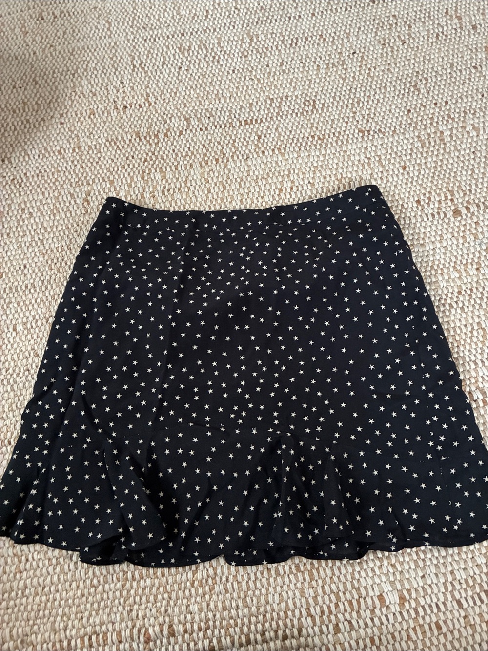 Size 4 Madewell 100% Silk Black Star-Print Mini Skirt